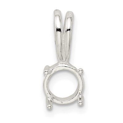 Round 4-Prong 5.0mm Open Back Cabochon Fixed Bail Pendant S Sterling Silver SS3230-3