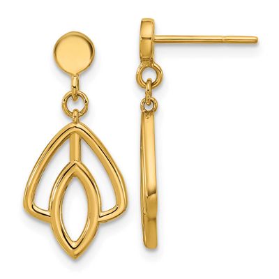 Floral Dangle Post Earrings 14k Gold Polished LE2821
