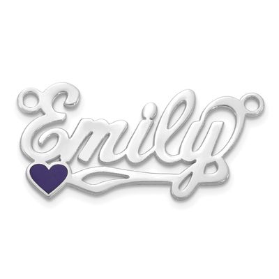 Epoxy Heart Name Plate 14k White Gold XNA1503W