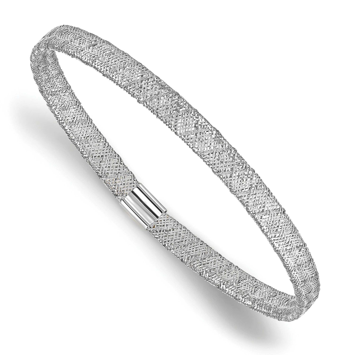 White Rh-Plating Fancy Stretch Bangle Bracelet 10k Gold 10LF670 196904289662