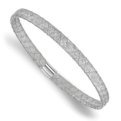 White Rh-Plating Fancy Stretch Bangle Bracelet 10k Gold 10LF670 196904289662
