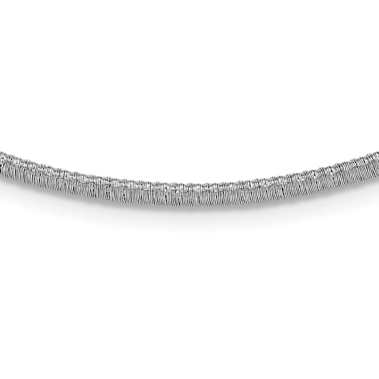 Polish /Textured Wire Wrapped CZ Collar Necklace Sterling Silver Rhodium-plated QLF1460