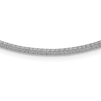 Polish /Textured Wire Wrapped CZ Collar Necklace Sterling Silver Rhodium-plated QLF1460