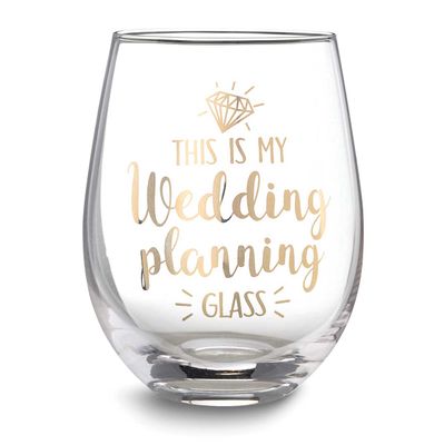 Lillian Rose This Is My Wedding Planning Glass Stemless Wine Glass GM21906 710309450016