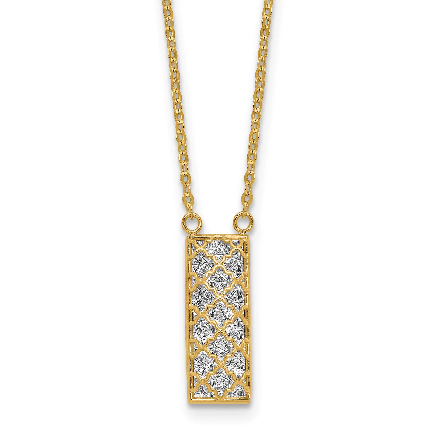 Diamond-Cut Bar Necklace 14k Two-tone Gold Polished LF2217-18