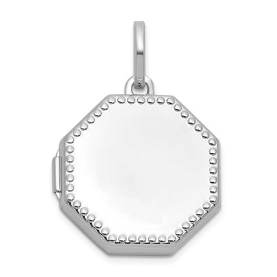 Polished with Border 18mm Octagon Shaped Locket Sterling Silver Rhodium-plated QLS1251
