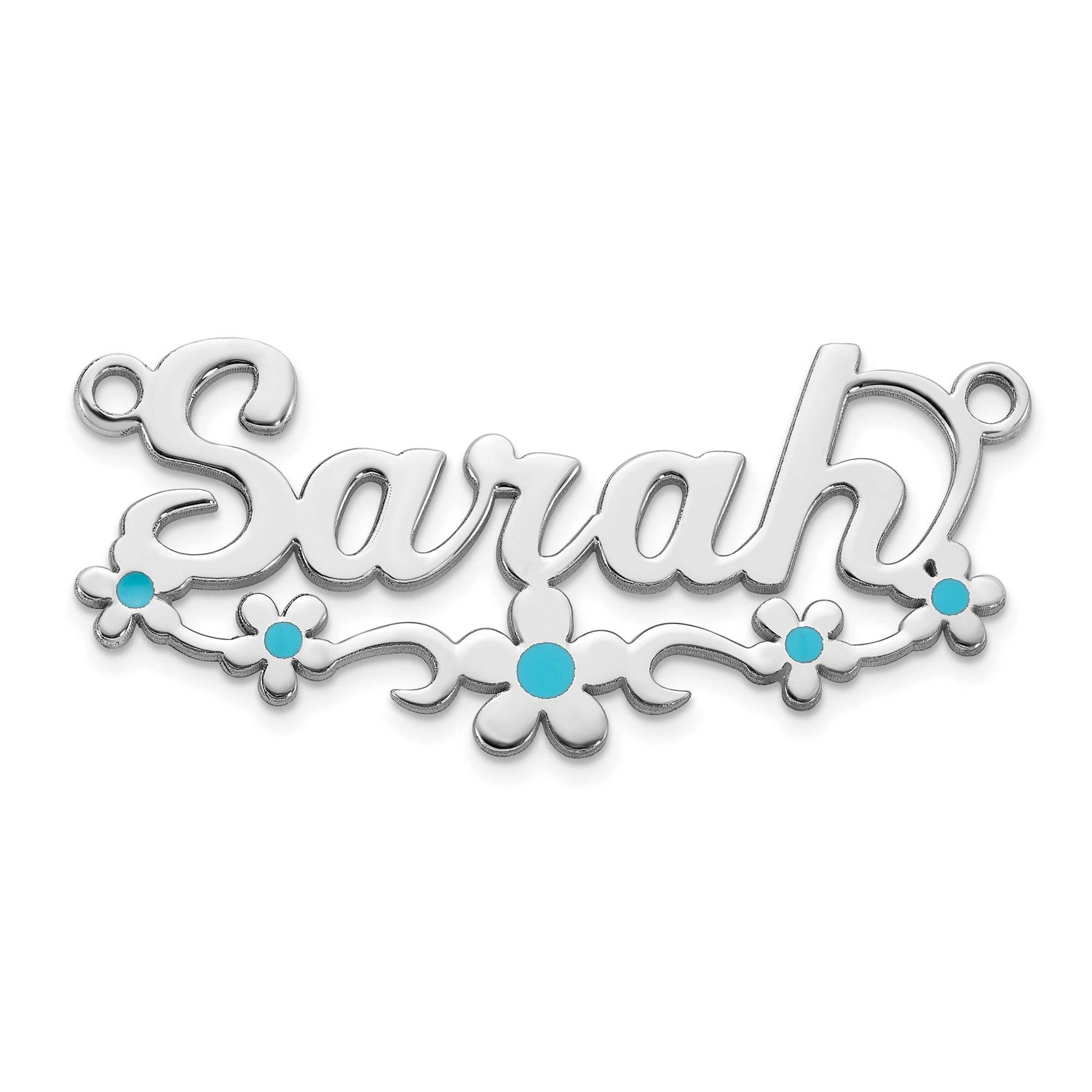 Epoxy Flower Name Plate 10k White Gold 10XNA1496W