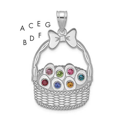 7 Birthstone with Bezel Easter Basket Pendant Sterling Silver QMP1538/7SS