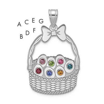 7 Birthstone with Bezel Easter Basket Pendant Sterling Silver QMP1538/7SS