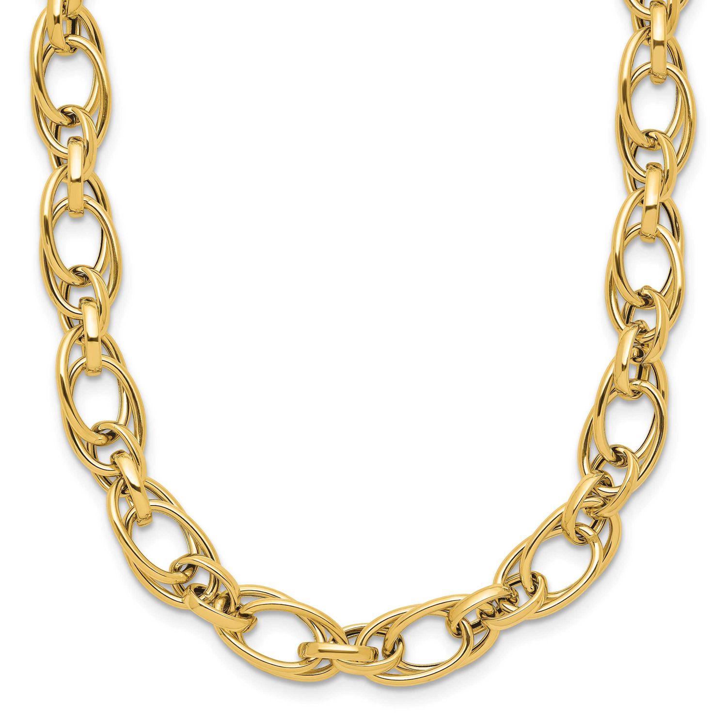 Fancy Oval Link Necklace 14k Gold Polished LF1834-18 196904327074