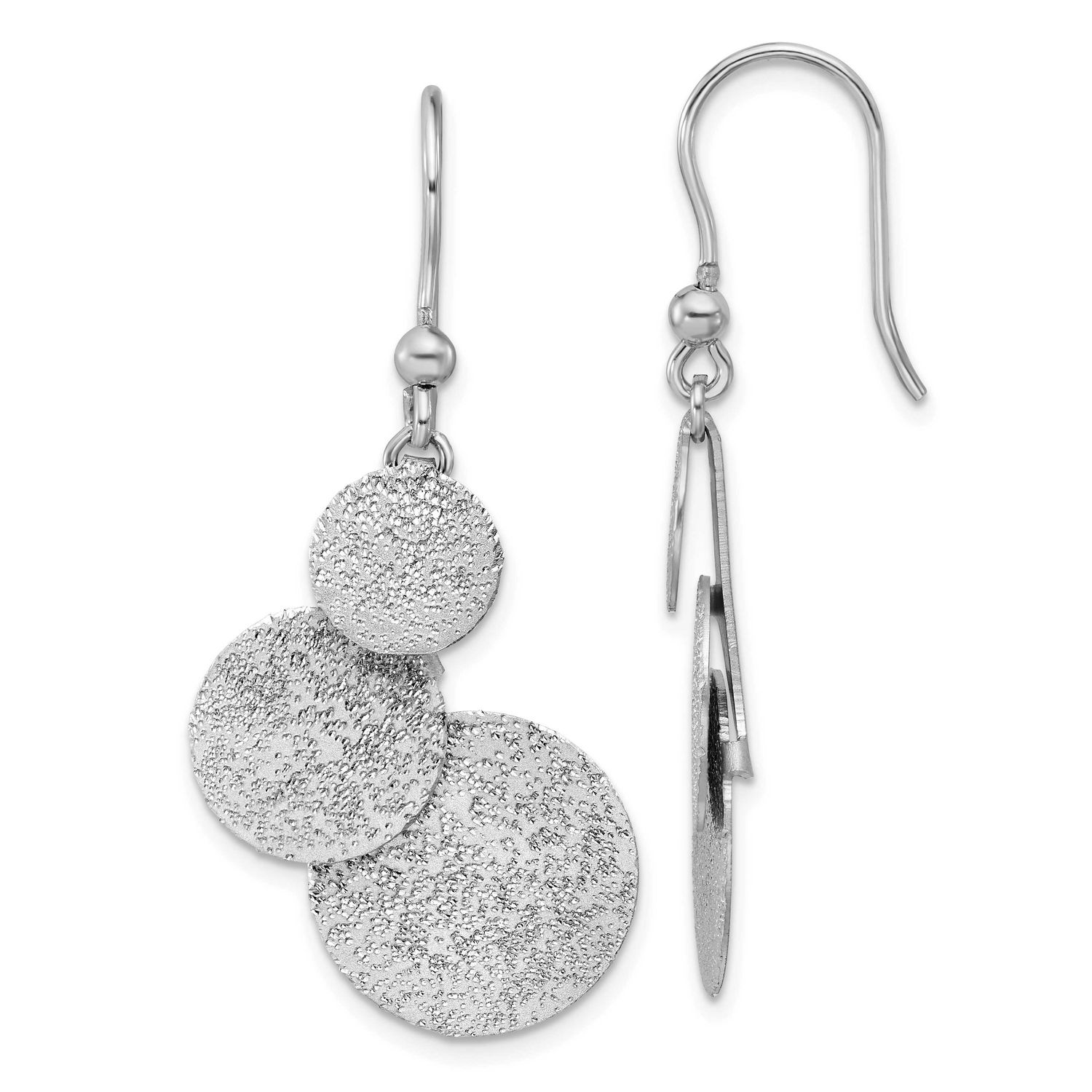 Radiant Essence Textured Circles Dangle Earrings Sterling Silver QLE1579