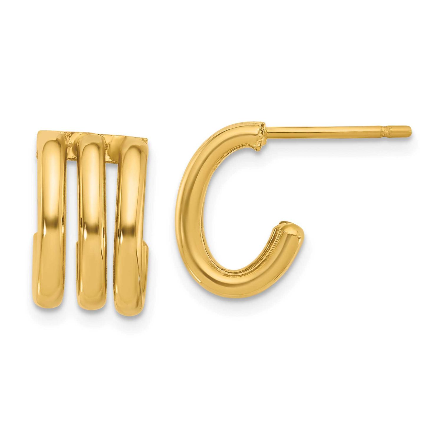 Oval J-Hoop Post Earrings 14k Gold Polished LE2709 196904334720