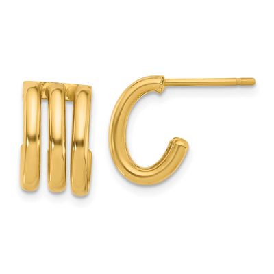 Oval J-Hoop Post Earrings 14k Gold Polished LE2709 196904334720