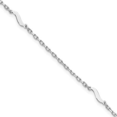 Polished Paperclip Link 9 Inch Plus 1 Inch Extender An Sterling Silver Rhodium-plated QLF1371-9