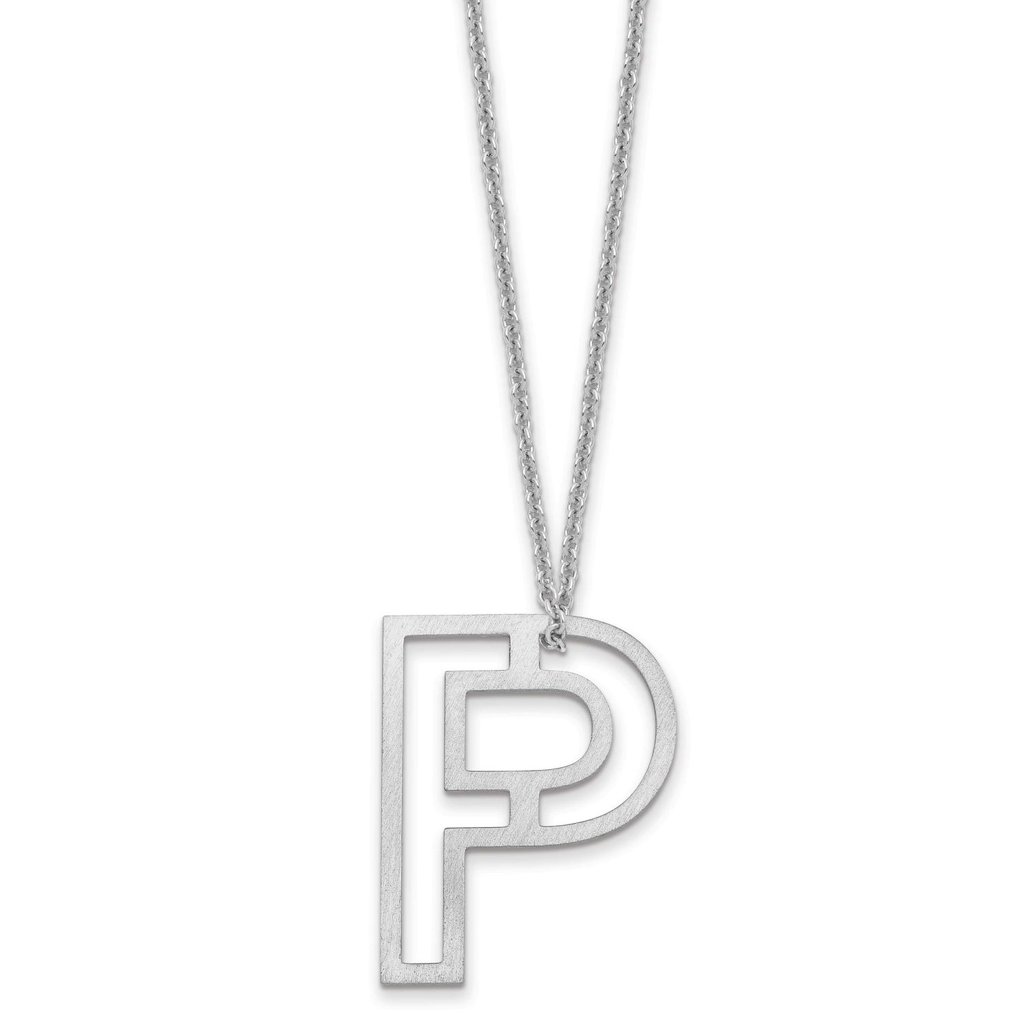 Cut Out Slide Initial P Necklace 14k White Gold XNA1474W/P