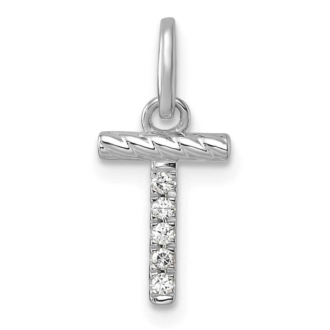 Twisted .05 Ct. Diamond Initial T Charm 14k White Gold PM10732T-WA