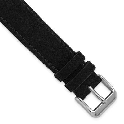 Debeer 16mm Black Vegan Microfiber Stitched with Silver-Tone Buckle and Quick Release Spring Bars 7…