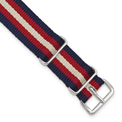Debeer 20mm One-Piece Navy, Red and Beige Striped Military Ballistic G10 Nylon with Silver-Tone Buc…