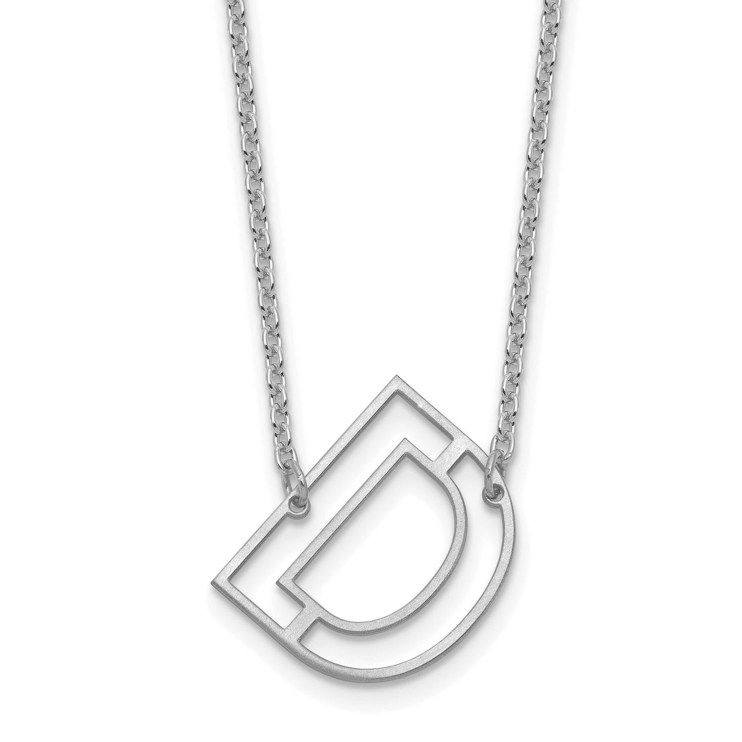 Sideways Cut Out Initial D Necklace 14k White Gold XNA1473W/D