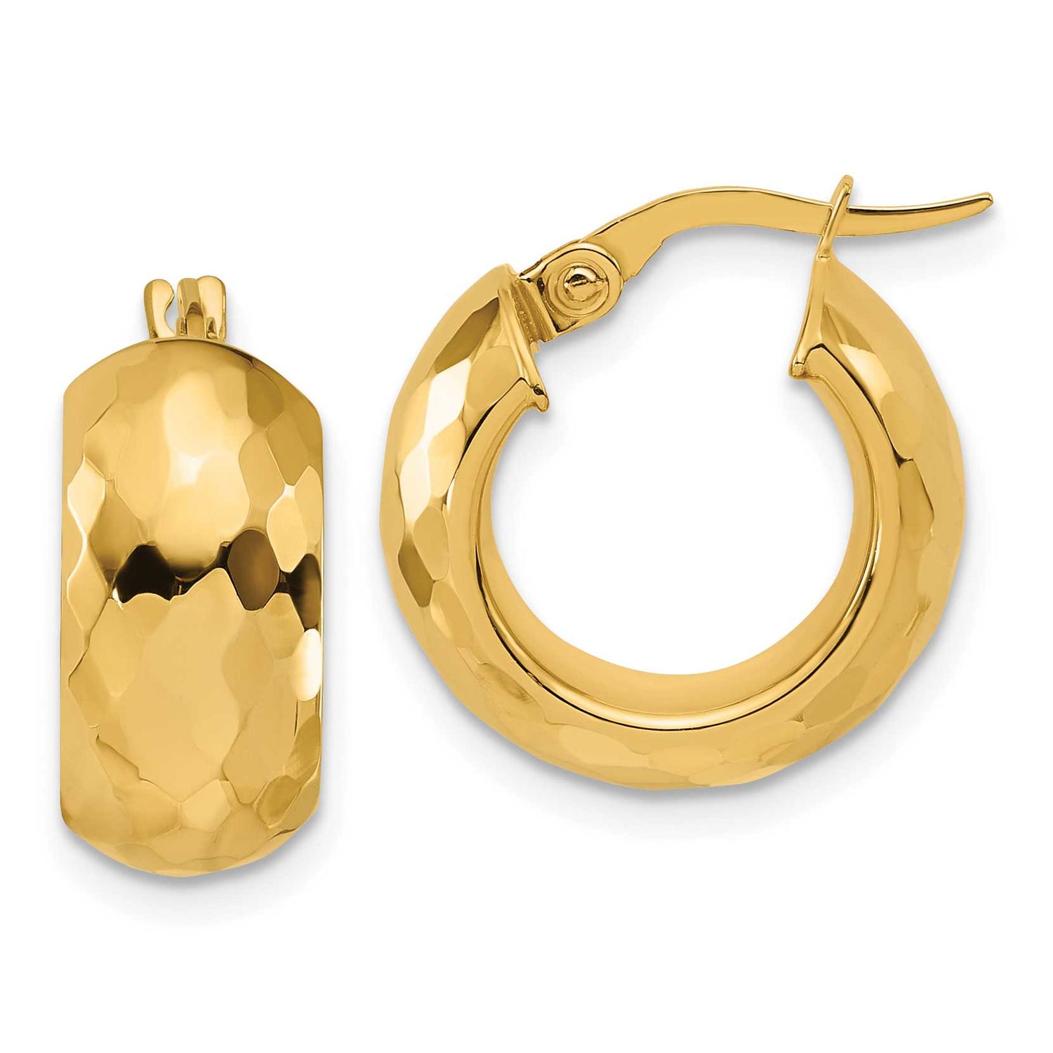 Diamond-Cut Hoop Earrings 14k Gold Polished LE2842