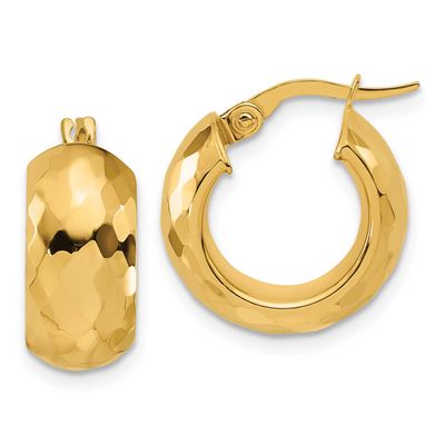 Diamond-Cut Hoop Earrings 14k Gold Polished LE2842