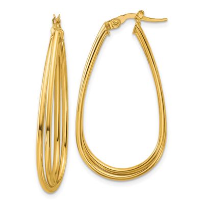 Twist Teardrop Hoop Earrings 10k Gold Polished 10LE636