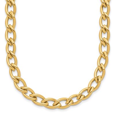 Fancy Oval Link Necklace 14k Gold Polished LF1840-17 196904325582