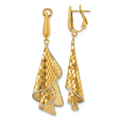 Diamond-Cut Post Omega Dangle Earrings 14k Two-tone Gold Polished LE2766