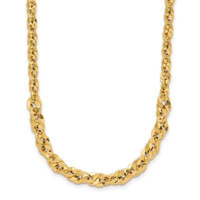 Diamond-Cut Fancy Link Graduated 18 Inch Necklace 14k Gold Polished LF1825-18 196904317099