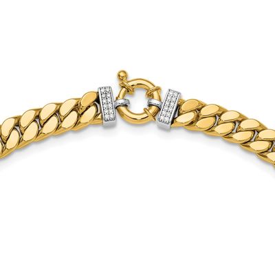 CZ Polished Fancy Curb Necklace 14k Two-tone Gold LF2099-17 196904317211