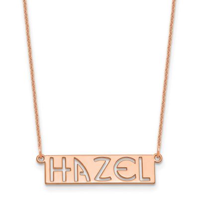 4-6 Letter Cut-Out Name Bar Necklace 14k Rose Gold XNA1527R
