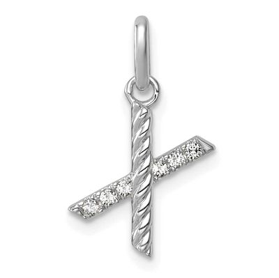 Twisted .05 Ct. Diamond Initial x Charm 14k White Gold PM10732X-WA