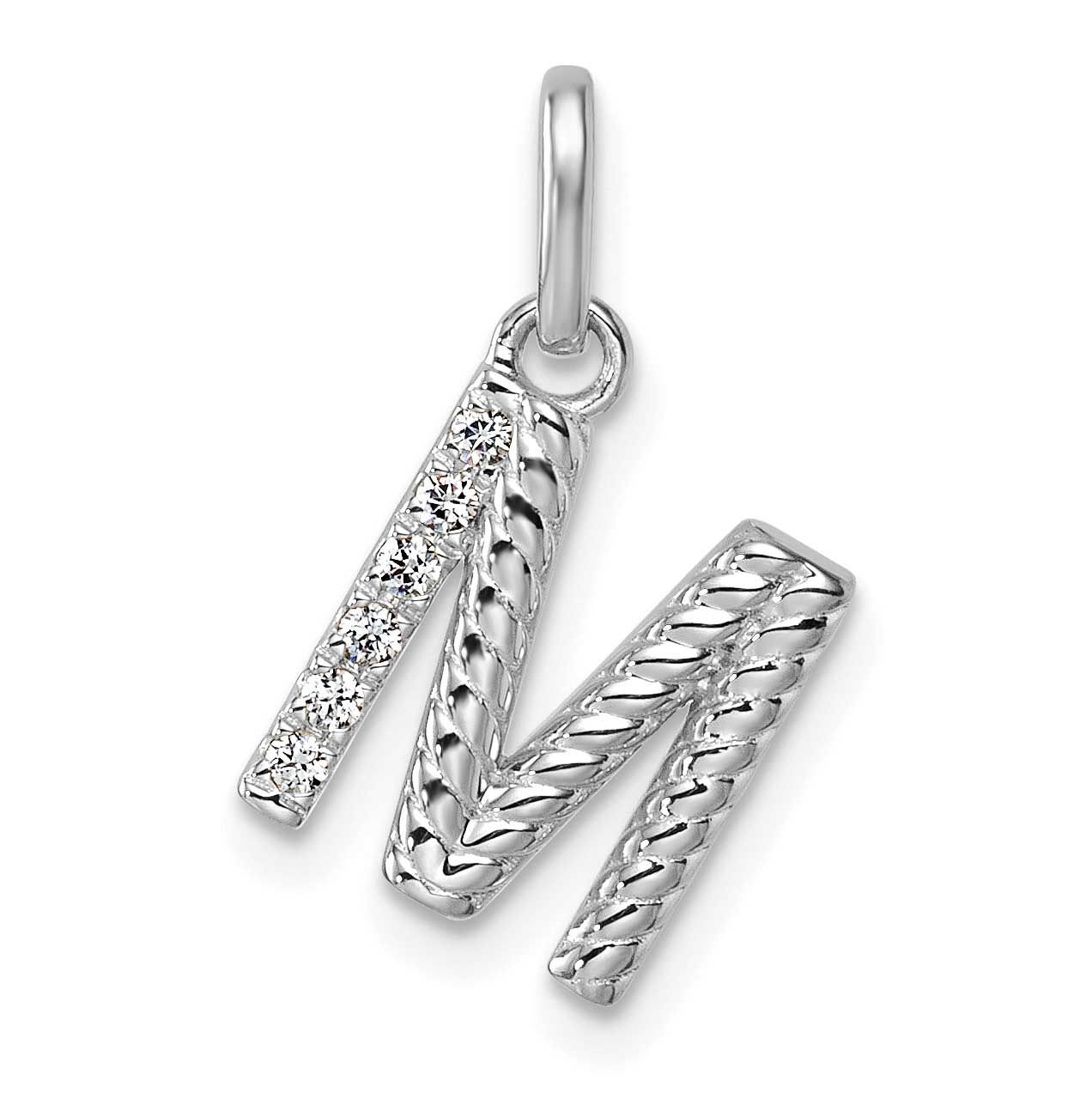 Twisted .05 Ct. Diamond Initial M Charm 14k White Gold PM10732M-WA