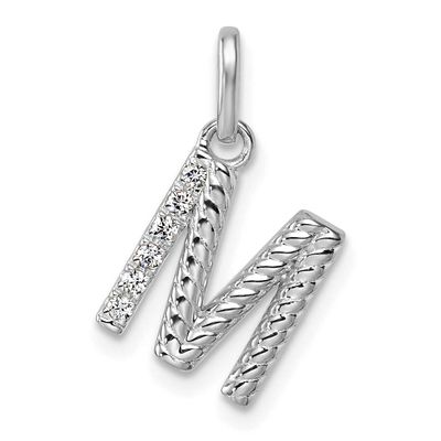 Twisted .05 Ct. Diamond Initial M Charm 14k White Gold PM10732M-WA