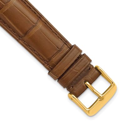 Debeer 18mm Havana Matte Long Genuine Alligator Chrono Leather with Gold-Tone Buckle 8.5 Inch Watch…