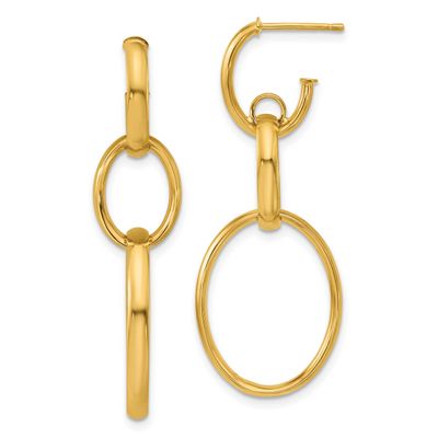 Oval Link Post Earrings 14k Gold Polished LE2836 196904316054