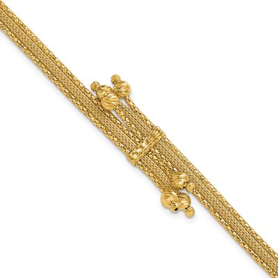 Polish/Texture/Diamond-Cut Fancy Bracelet 14k Gold LF2136-7.5