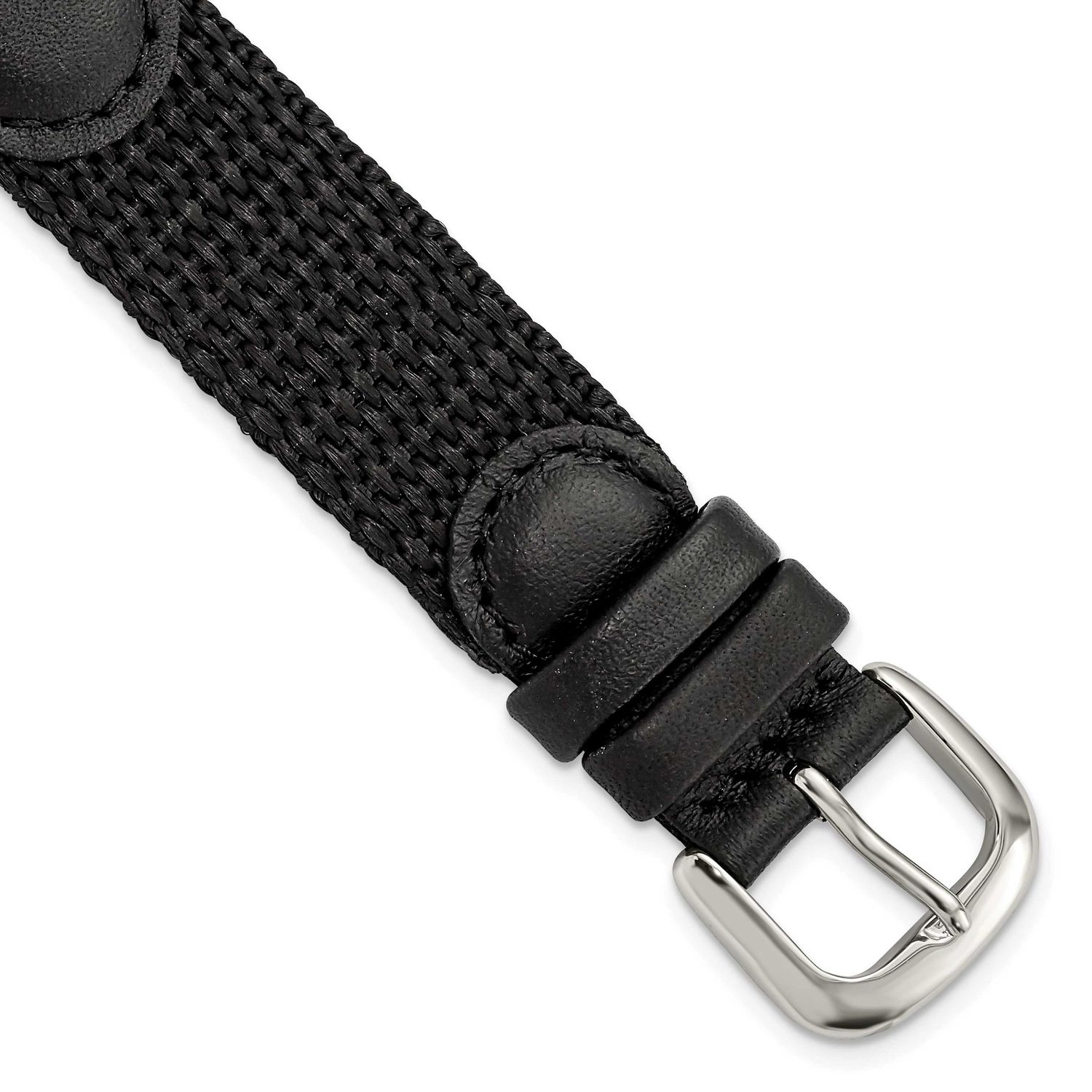Debeer 16mm Black Army Style Nylon and Leather with Stainless Steel Buckle and Quick Release Spring…