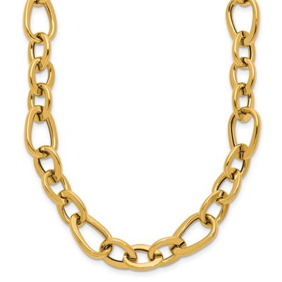 Fancy Link Necklace 14k Gold Polished LF2073-17.5