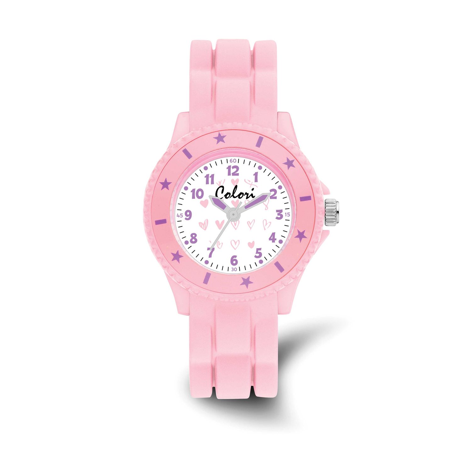 Colori Kid 30mm Pink Hearts Dial with Light Pink Silicone Band Watch XWA6607