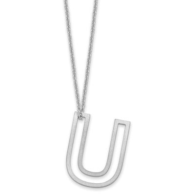 Cut Out Slide Initial U Necklace 14k White Gold XNA1474W/U