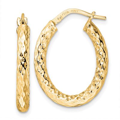 Gold-Tone Polished Diamond-Cut Hoop Earrings Sterling Silver QLE1370Y