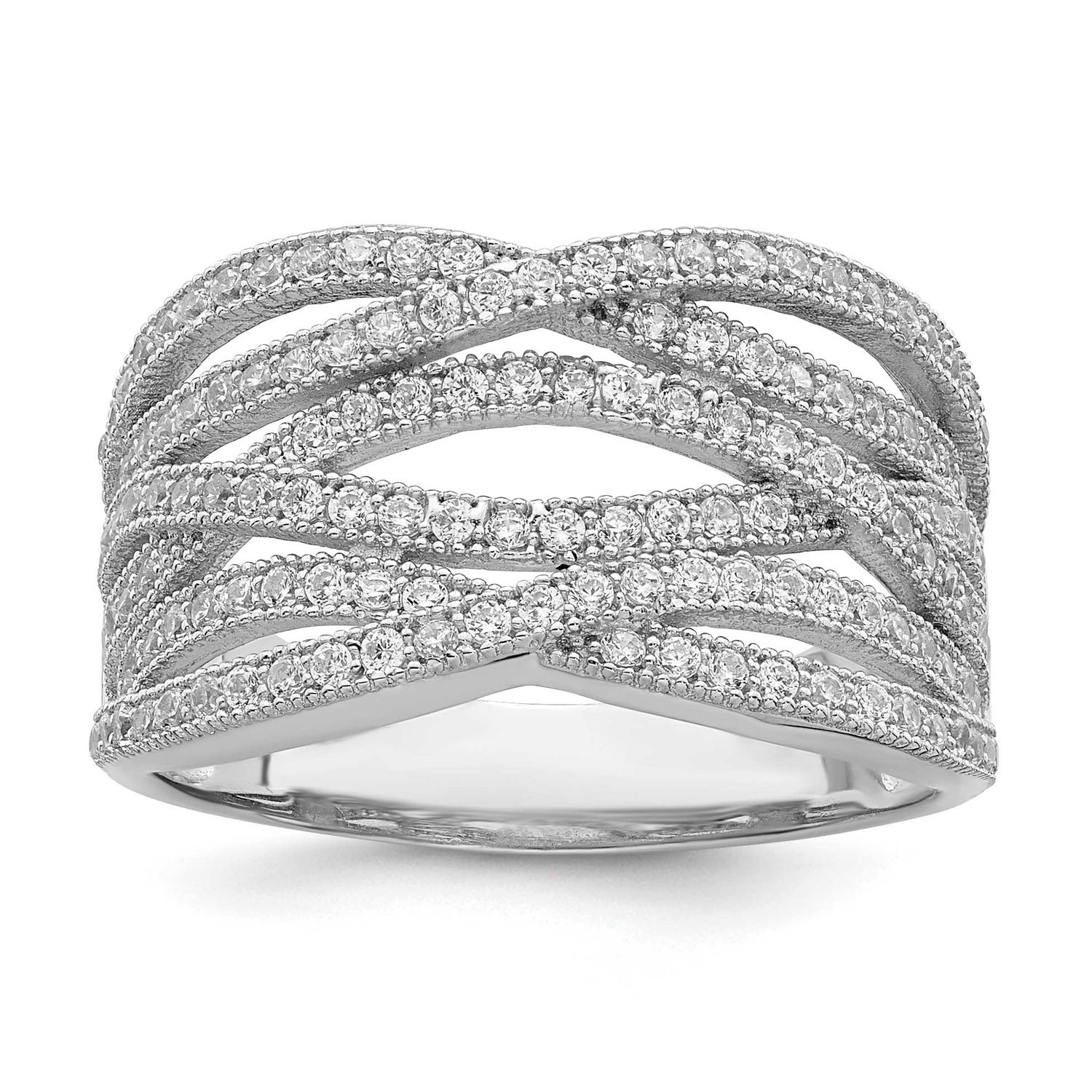 Brilliant Embers 150 Stone Micro Pavc CZ Ring Sterling Silver Rhodium-plated QMP917-6 883957461380