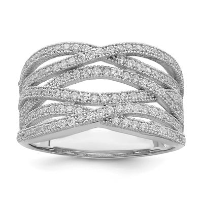 Brilliant Embers 150 Stone Micro Pavc CZ Ring Sterling Silver Rhodium-plated QMP917-6 883957461380
