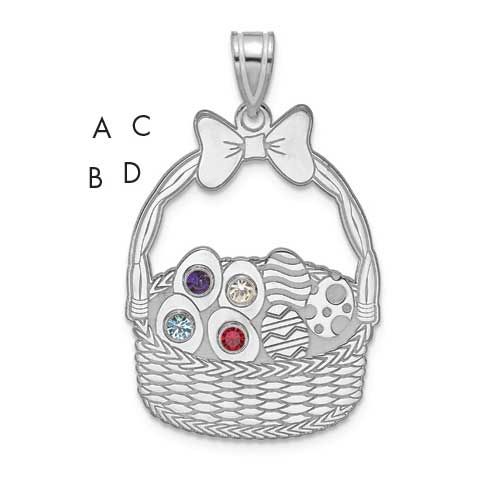 4 Birthstone with Bezel Easter Basket Pendant Sterling Silver QMP1538/4SS