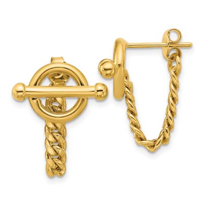 Toggle Chain Post Earrings 14k Gold Polished LE2767 196904280218