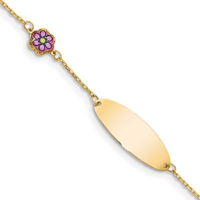 Children&#39;s Enamel Flower with .5 Inch Extender ID Bracelet 14k Gold BID105-5.5 191101902550