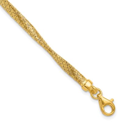 Gold-Pl Twist Texture Wrapped with 1 Inch Extender Bracelet Sterling Silver QLF1349-7