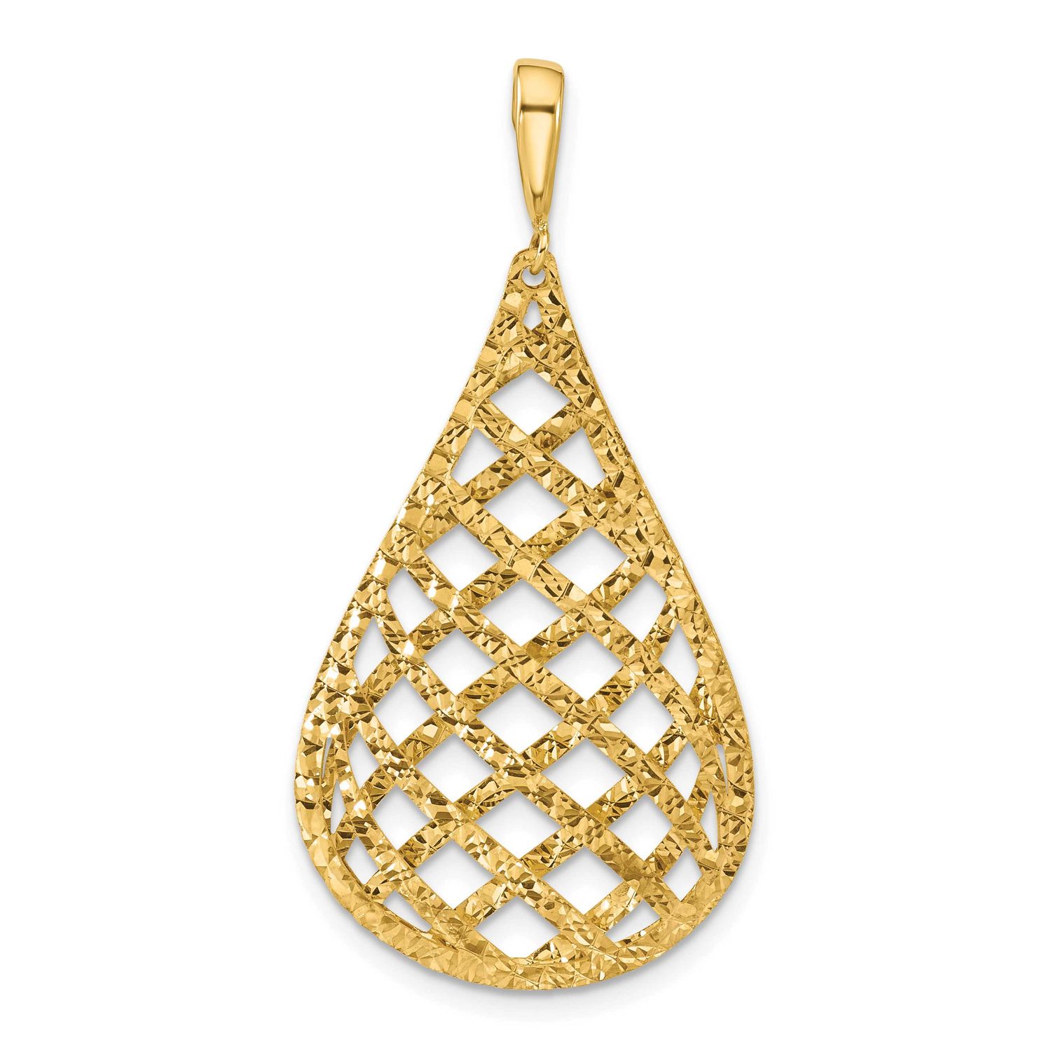 Diamond-Cut Teardrop Pendant 14k Gold Polished LF2176