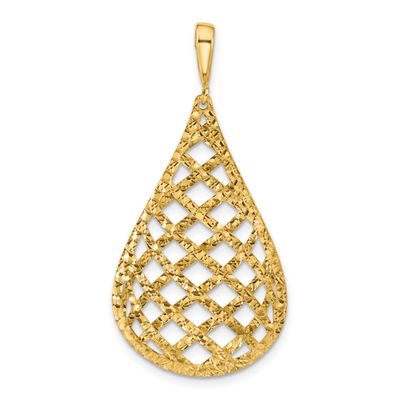 Diamond-Cut Teardrop Pendant 14k Gold Polished LF2176